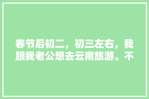 春节后初二，初三左右，我跟我老公想去云南旅游。不知道那个时间去还能玩到什么好玩的？有没有具体的攻略「云南旅游指南攻略大全」 春节后初二，初三左右，我跟我老公想去云南旅游。不知道那个时间去还能玩到什么好玩的？有没有具体的攻略「云南旅游指南攻略大全」 手机电脑