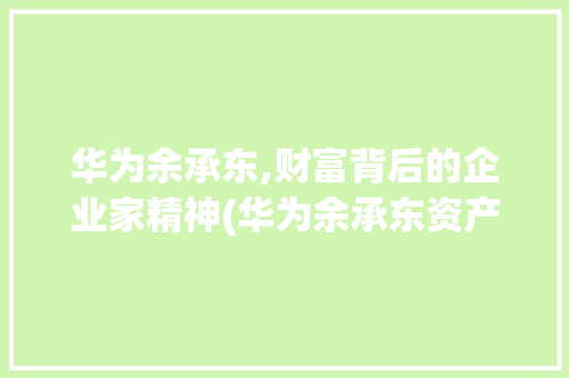华为余承东,财富背后的企业家精神(华为余承东资产) 时尚穿搭