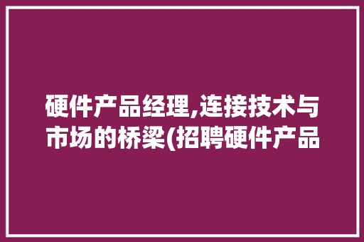 硬件产品经理,连接技术与市场的桥梁(招聘硬件产品经理) 旅游攻略