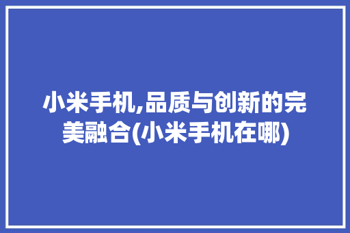 小米手机,品质与创新的完美融合(小米手机在哪)