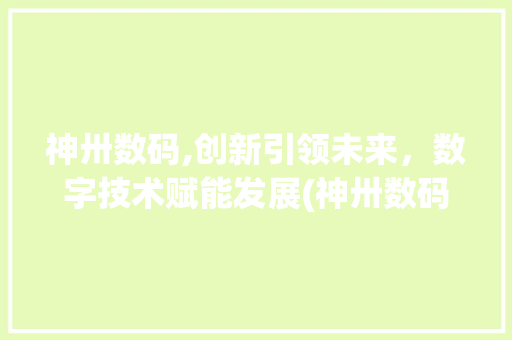 神卅数码,创新引领未来，数字技术赋能发展(神卅数码最新信息)