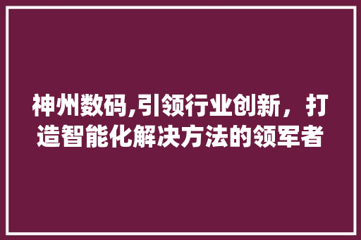神州数码,引领行业创新，打造智能化解决方法的领军者(神州数码产品名字)