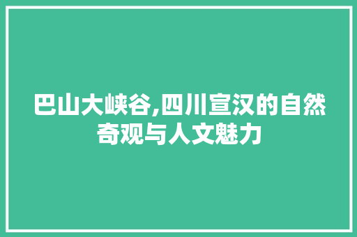 巴山大峡谷,四川宣汉的自然奇观与人文魅力 旅游攻略