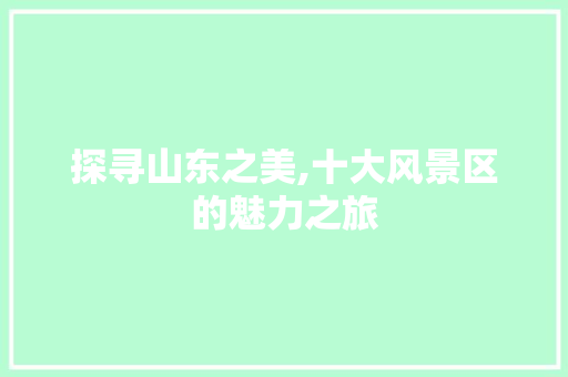 探寻山东之美,十大风景区的魅力之旅 旅游攻略