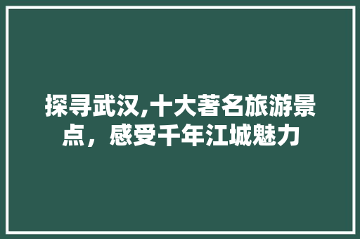 探寻武汉,十大著名旅游景点，感受千年江城魅力 旅游攻略