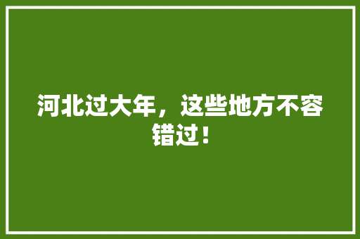 河北过大年，这些地方不容错过！ 旅游攻略