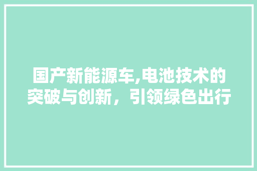 国产新能源车,电池技术的突破与创新，引领绿色出行新时代 汽车常识