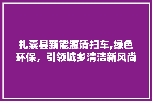 扎囊县新能源清扫车,绿色环保，引领城乡清洁新风尚 汽车常识