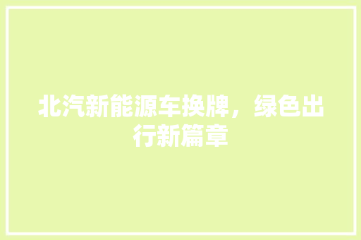 北汽新能源车换牌，绿色出行新篇章 汽车常识