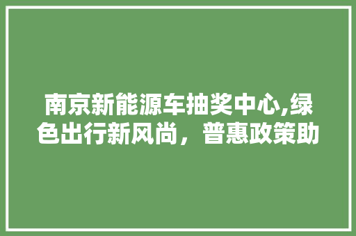 南京新能源车抽奖中心,绿色出行新风尚，普惠政策助力节能减排 汽车常识